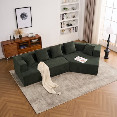 Green Polyester Memory Foam Couch, No Assembly, Deep Seat Modern Sofa