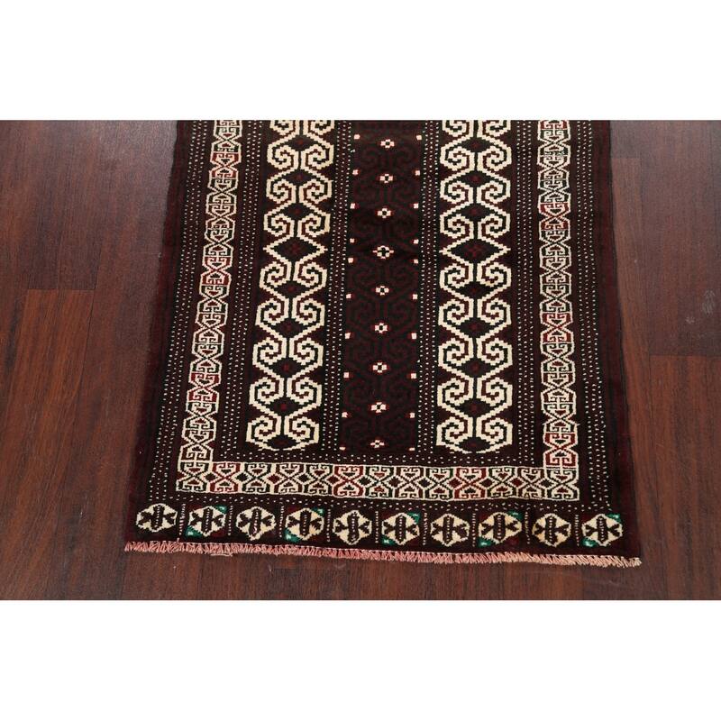 Geometric Persian Balouch Area Rug Handmade Traditional Wool Carpet - 2'9" x 3'9"