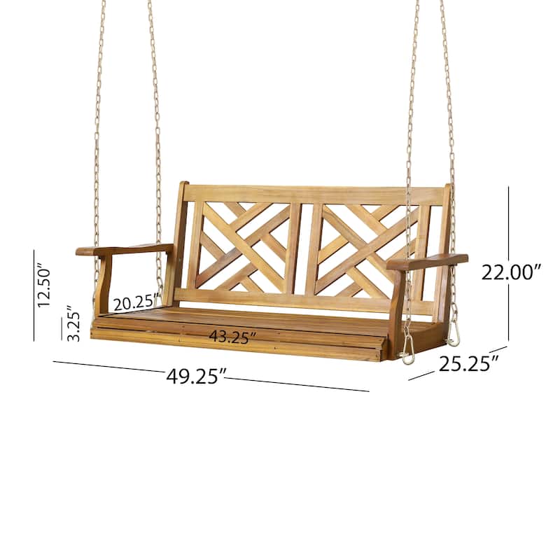 Alejandro Acacia Wood Porch Swing - 49" Teak Outdoor Swing with 800lb Capacity