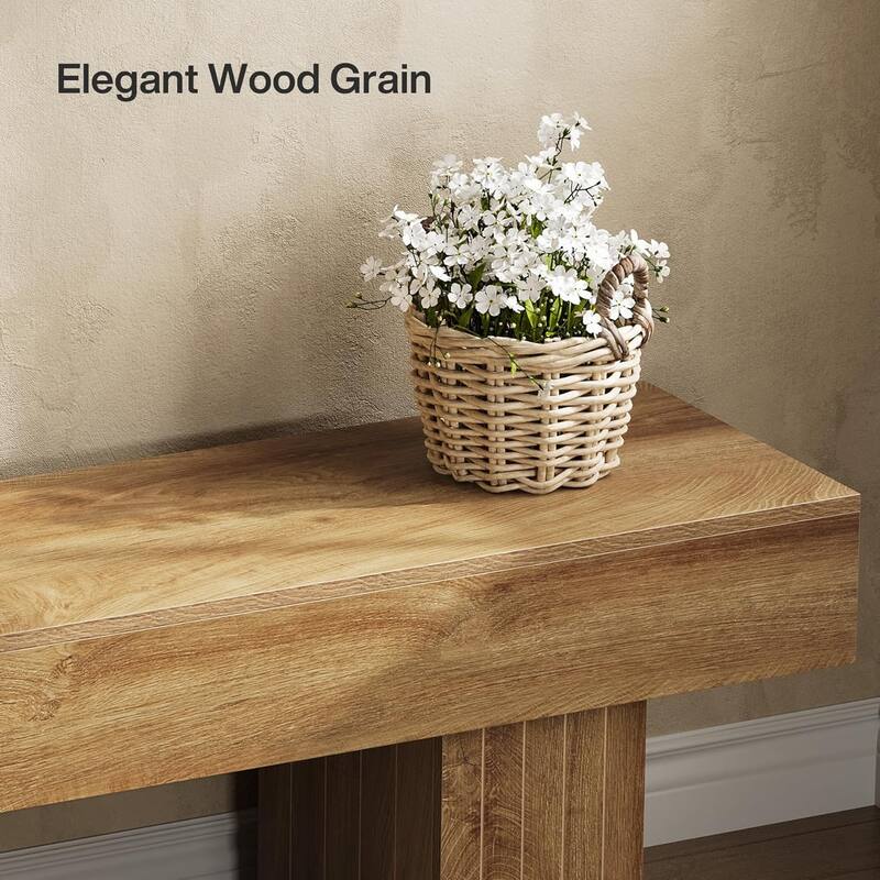 55" Wooden Entryway Bench, Farmhouse Dining Bench, End of Bed Bench