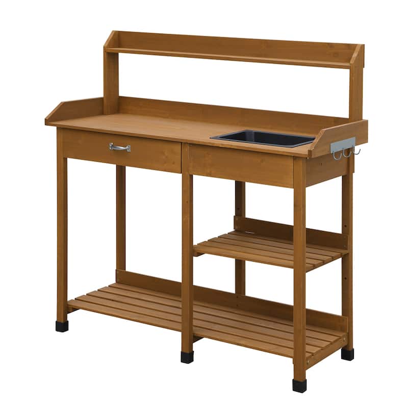 Convenience Concepts Deluxe Potting Bench with Drawer and Shelves