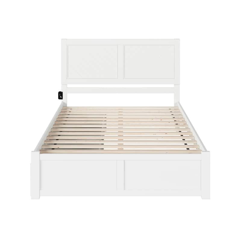 AFI Canyon Queen Platform Bed with Footboard & Storage Drawers in White