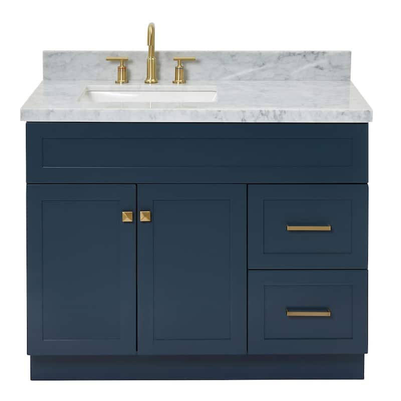 Ariel F043SLCWRVO Hamlet 43" Free Standing Single Basin Vanity Set - Midnight Blue / Carrara White Top - Painted