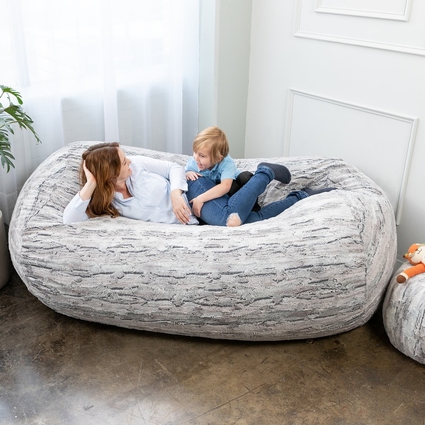 Jaxx Grand Lounger 7 Foot Bean Bag Sofa For Adults Luxe Faux Fur