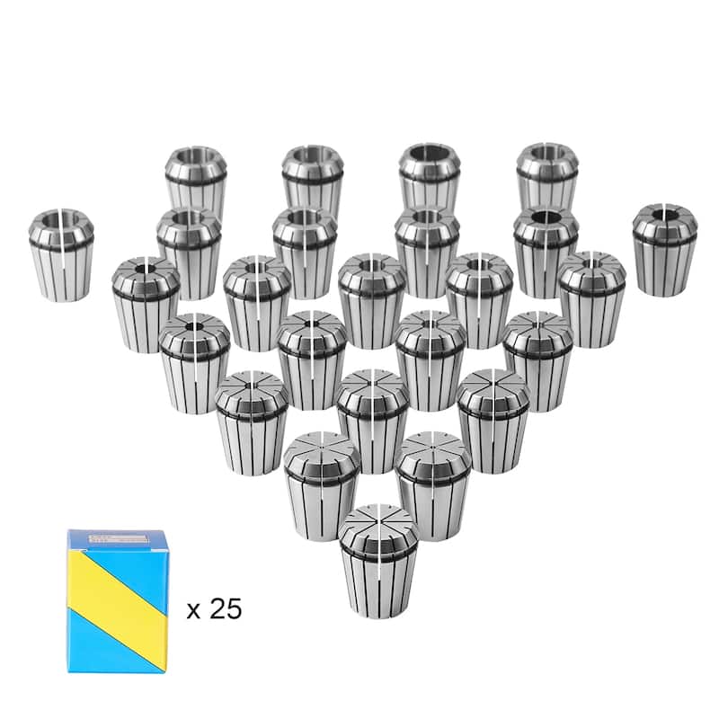25 pcs ER32 Collet Set, 1/16''-13/16'', ER32 Spring Collet Chuck Set, 0.0006"/15 μm TIR Lathe Chuck Tool - Silver