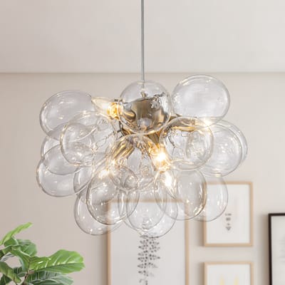 Starsky 6- Light 12in. Modern Glam Glass Bubble Chandelier with 19 Glass Bubbles