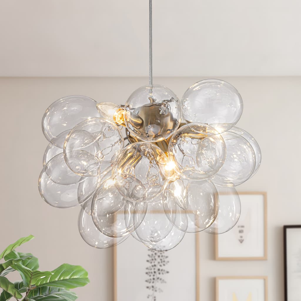 Starsky 6- Light 12in. Modern Glam Glass Bubble Chandelier with 19 Glass Bubbles