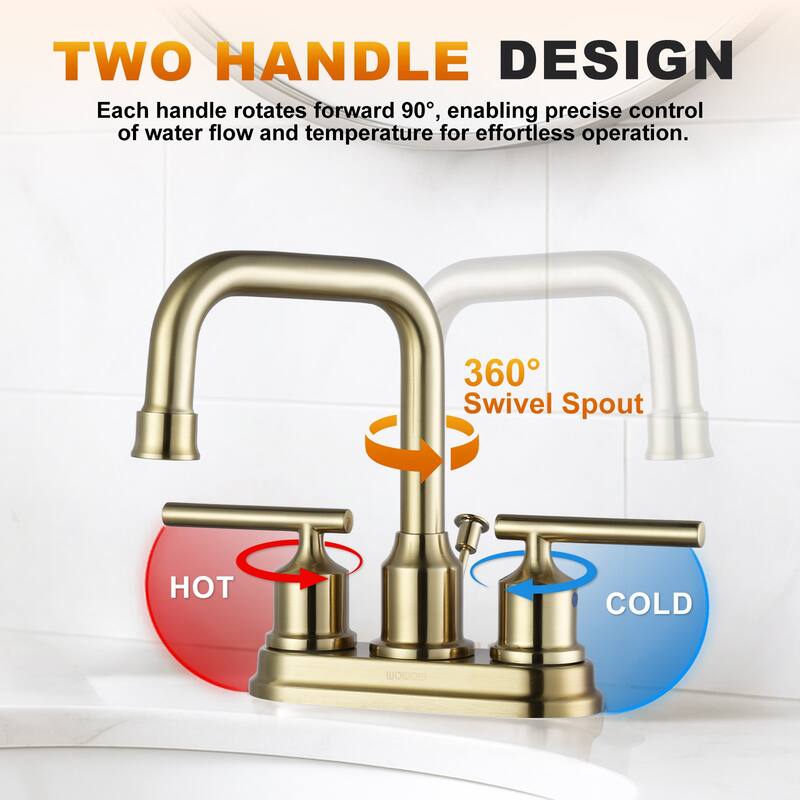WOWOW 4 in. Centerset Double Handle Bathroom Faucet