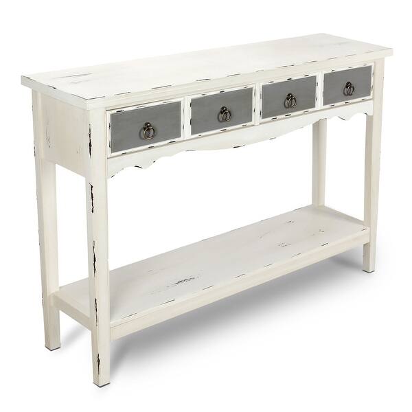 Shop Belleze Distressed Wood 2 Drawer Traditional Entryway Console Table Standard On Sale Overstock 26419790