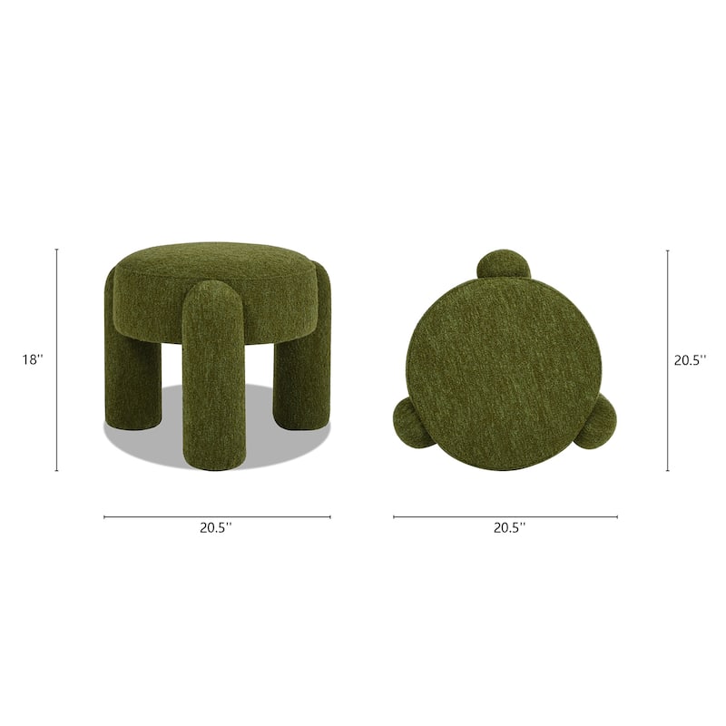 Hugo 20.5" Boucle Faux Sherpa Round Fully Upholstered Ottoman