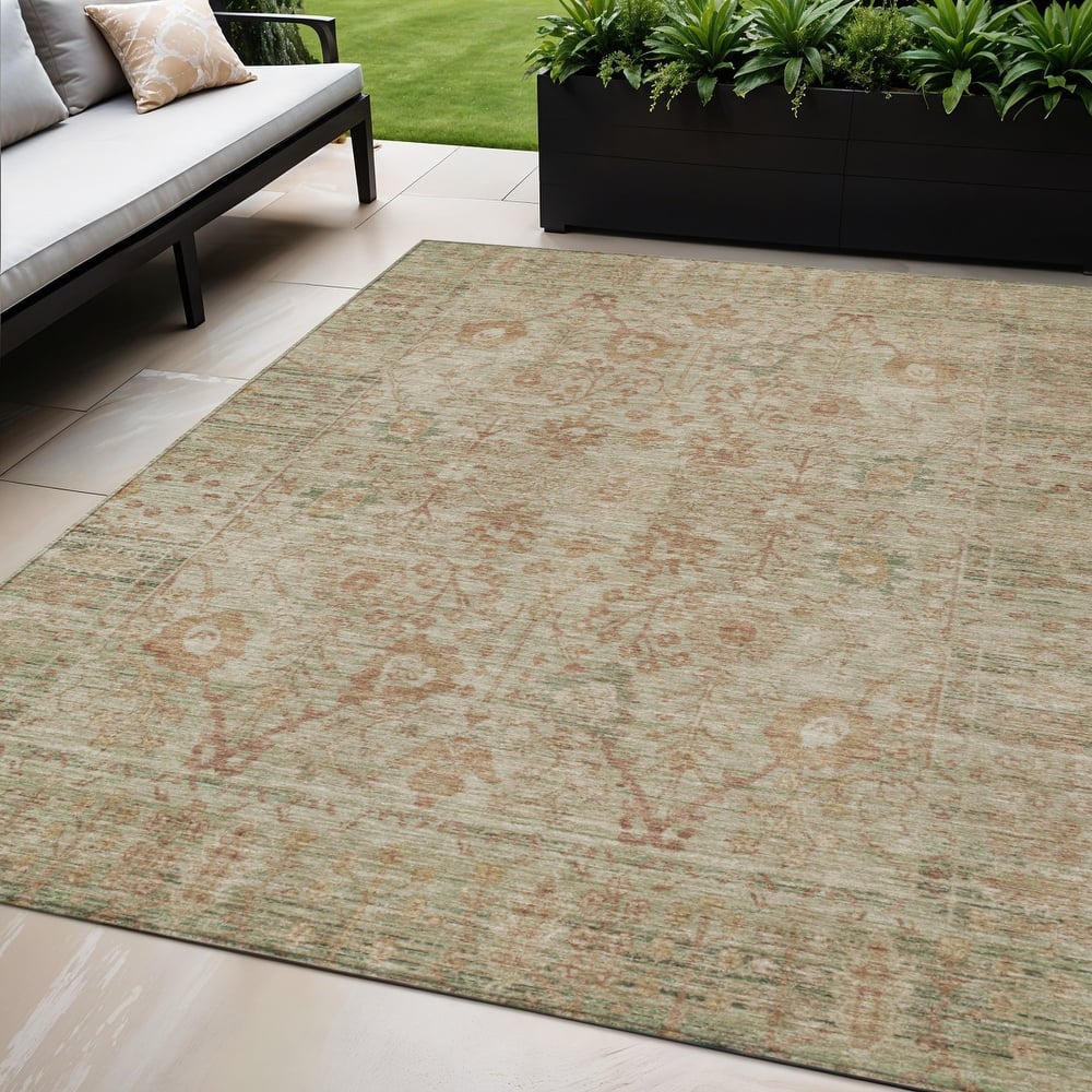 HomeRoots Oriental Traditional Rectangle Outdoor Rug