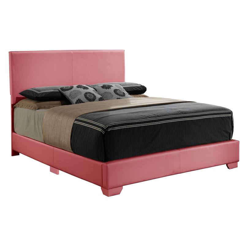 Full Faux Leather Upholstered Panel Bed - 81" - Pink