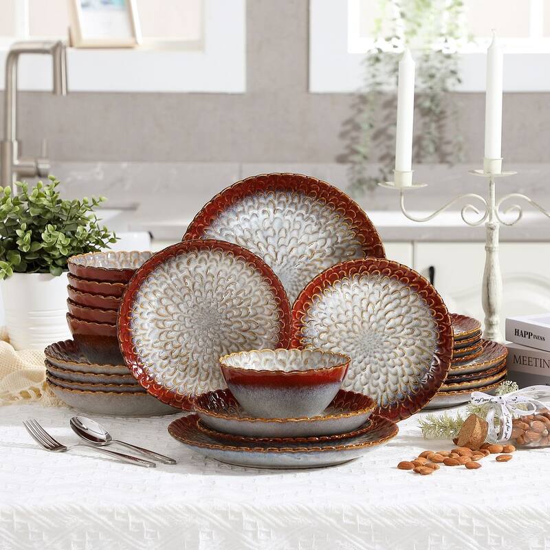vancasso Chrys Flambed Glaze Stoneware Dinnerware Set