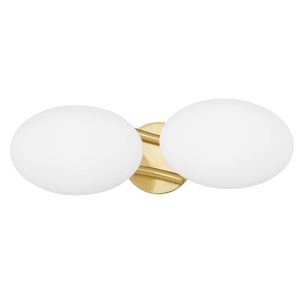 slide 1 of 3, Hudson Valley Wagner 2-Light Bath Bracket with Opal Glass