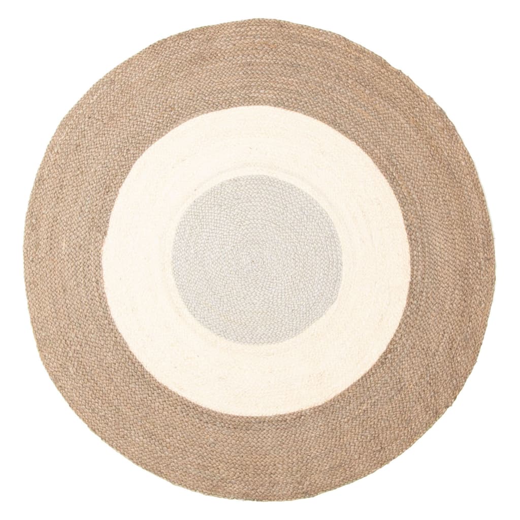 ECARPETGALLERY Braided Weave Palas Denizli Cream Jute Rug - 3'11 x 3'11