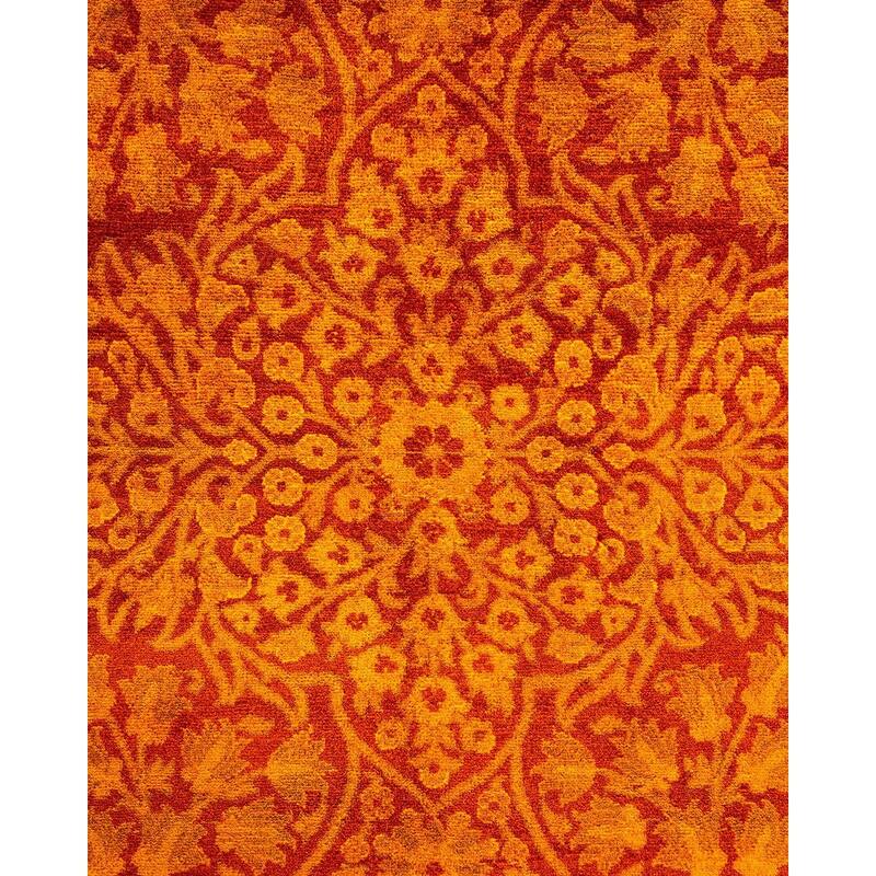 Overton Handknotted Wool Vintage Inspired Contemporary Overdyed Orange Area Rug - 18' 1" x 12' 4"