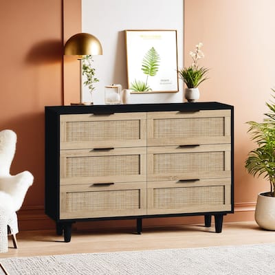 43.31"6-Drawers Rattan Storage Cabinet Rattan Drawer,for Bedroom,Living Room