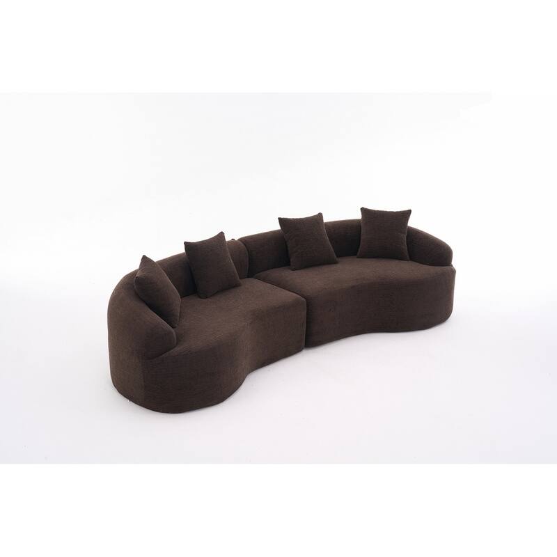 Curved Loveseat White Full Compression Sponge Sofa