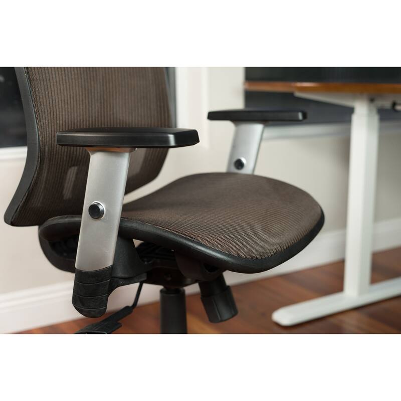 ErgoMax Office Fully Meshed Ergonomic Height Adjustable Brown Office Chair w/Armrests & Headrest, 52 Inch Max Height