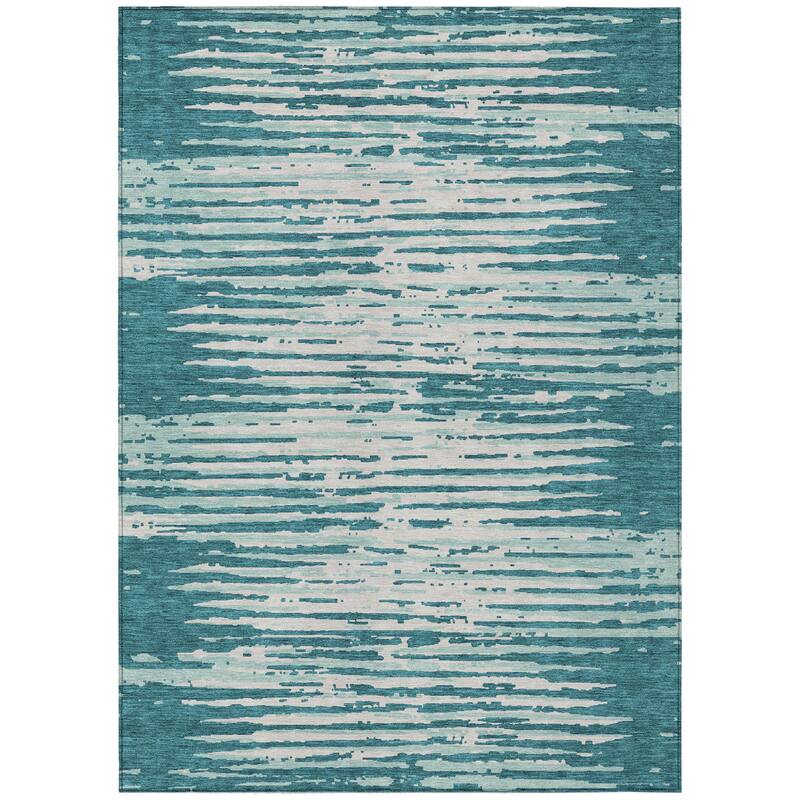 HomeRoots Striped Transitional Rectangle Outdoor Rug