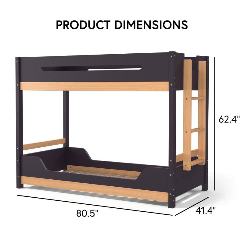 Furniture of America Zyric Purple Mauve Solid Wood Twin over Twin Low Profile Bunk Bed