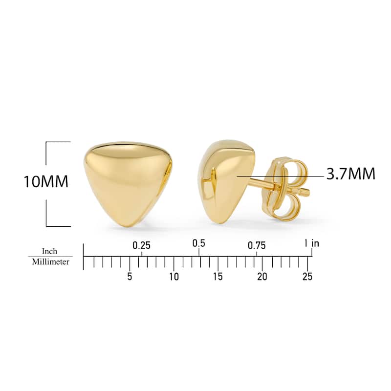 Clover 14K Yellow Gold High-Polish Puffed Triangle Stud Earrings
