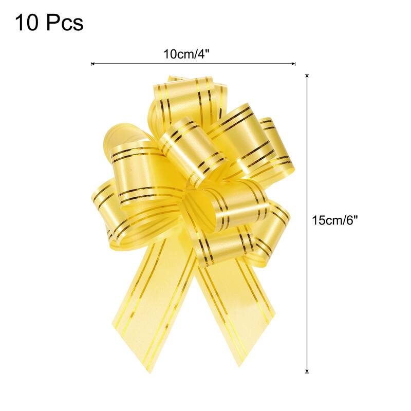 10pcs 4 Inch Large Pull Bow Metallic Gift Wrapping Bows with Gold Edge - Yellow