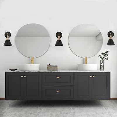 Modern Farmhouse 1-Light Cone Wall Sconce Black Bathroom Vanity Lights - L 6" x W 6.5" x H 10"