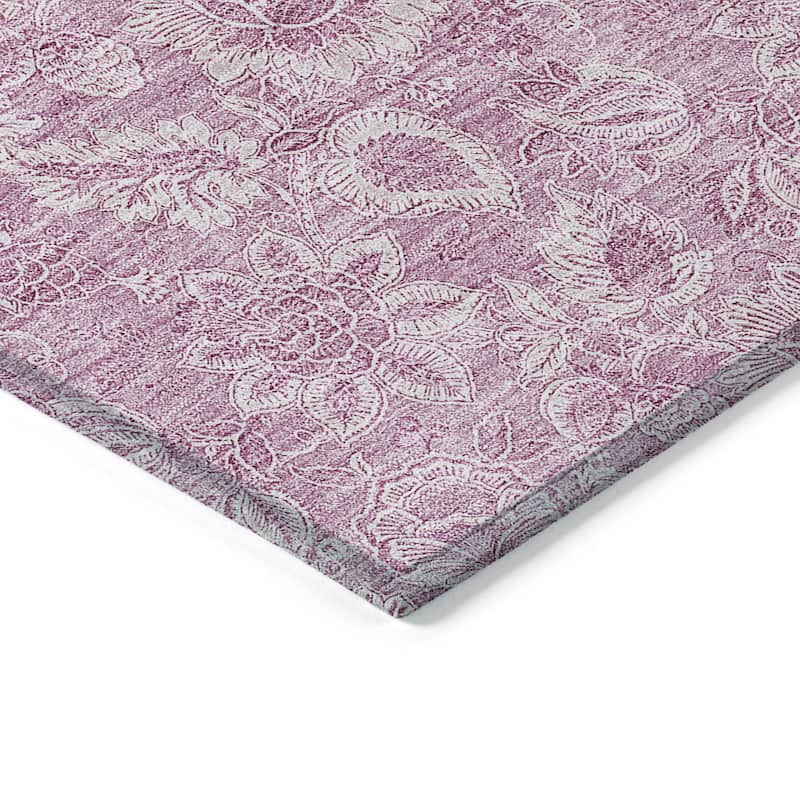 Machine Washable Indoor/ Outdoor Chantille Floral Farmhouse Rug
