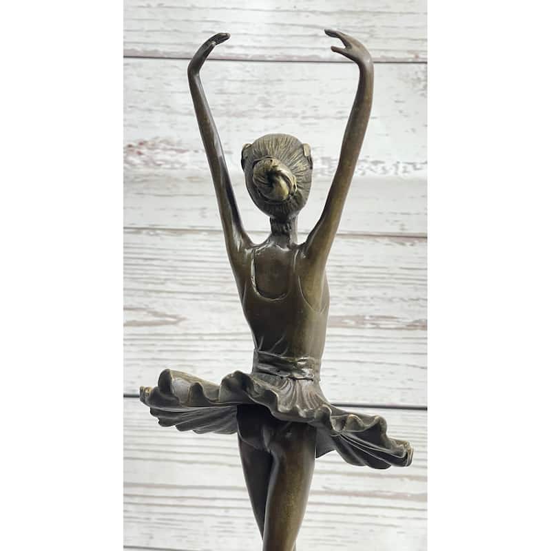 Fifth Position Releve Ballerina Ballet Dancer Bronze Sculpture Statue Figure On Marble Base
