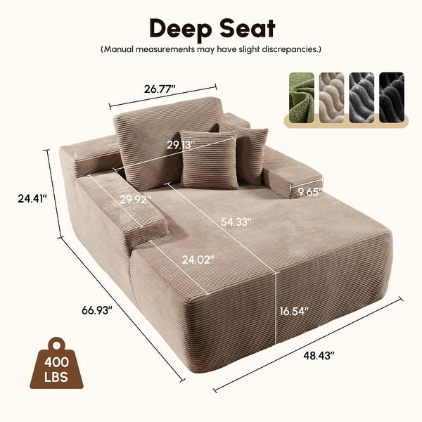 dimension image slide 6 of 13, HOOOWOOO Modern Upgraded Fabric Sofa Chaise Lounge