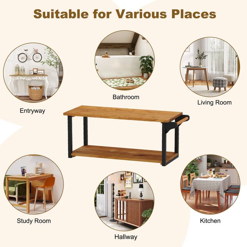 Gymax 40.5'' Long 2-Tier Storage Rack w/ Towel Bar Wall Mounted