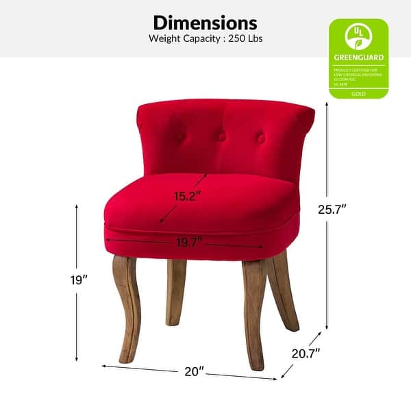 dimension image slide 3 of 8, Xacobo Modern Velvet Tufted Vanity Stool with Wood Base by HULALA HOME
