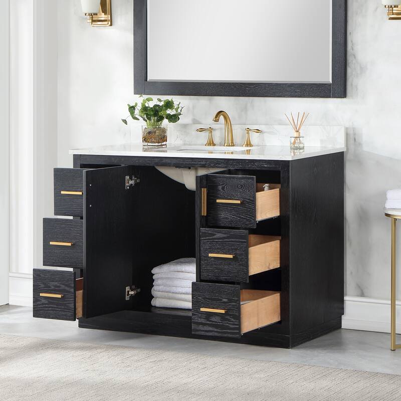 Altair Gazsi Bathroom Vanity with Composite Stone Countertop without Mirror