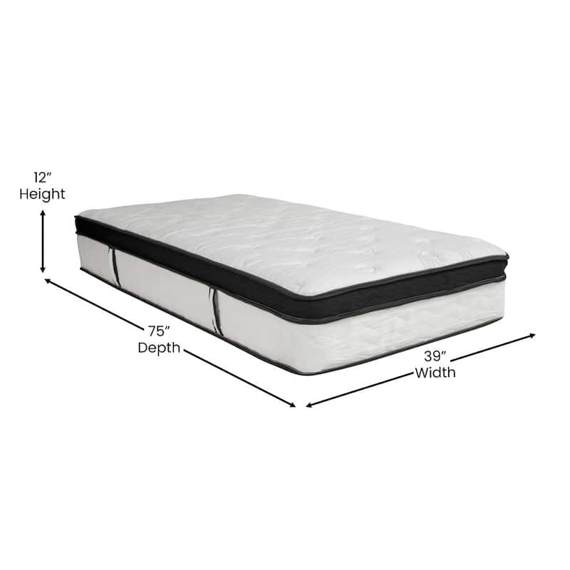 Hybrid 12-inch Memory Foam and Pocket Spring Mattress in a Box - White