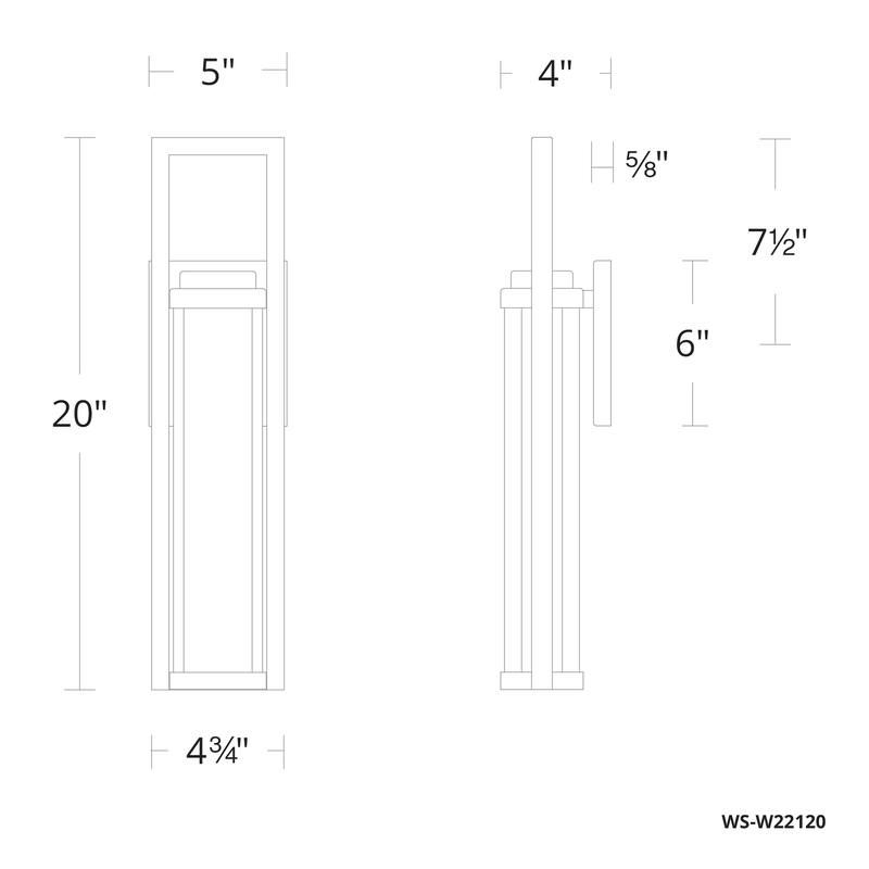 Revere 20in LED Indoor or Outdoor Wall Lantern 3000K with Seeded Hammered Glass in Black