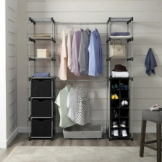 Closet Organizer, 2-Tower 9-Shelves, Easy to Assemble, Black - Bed Bath ...