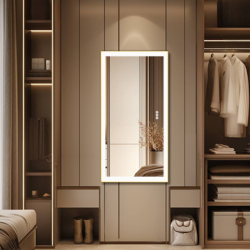 Gold Aluminium Alloy Frame Illuminated LED Bathroom Mirror