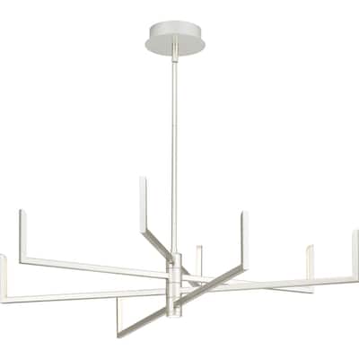 Pivot LED Collection Modern Burnished Nickel Chandelier with Downlight - 40 in x 40 in x 10.0625 in