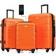 preview thumbnail 13 of 50, Luggage Set of 3, with USB Port, Cup Holder, Spinner Wheels Orange