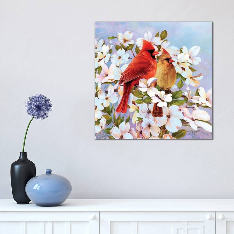 iCanvas "Cardinal Pair & Dogwoods" by Greg & Company Canvas Print - 18x18x1.5
