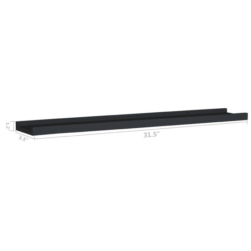 Yuli Wall Shelf Set of 2, Raised Ledge Design, Classic Black 32 Inch