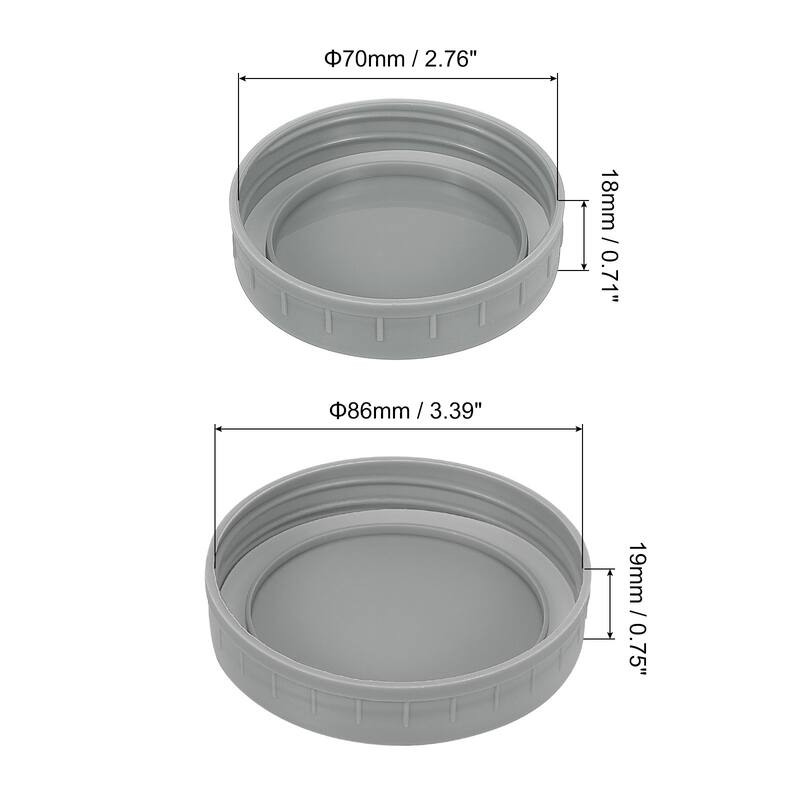 18Pcs Mason Jar Lid with Silicone Ring, 9 Regular Mouth&9 Wide Mouth - Gray