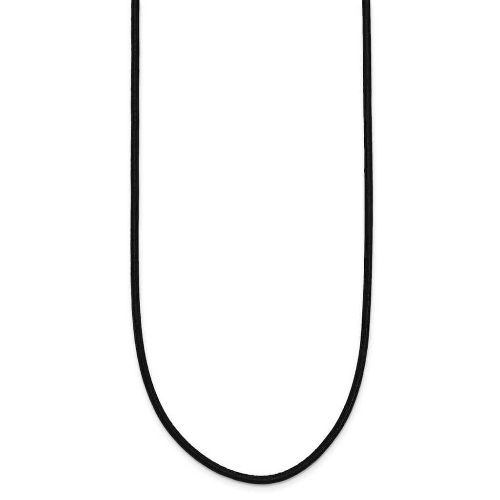 Curata 14k White Gold 2mm Black Leather Cord Necklace (Lobster) Options 16 18 20