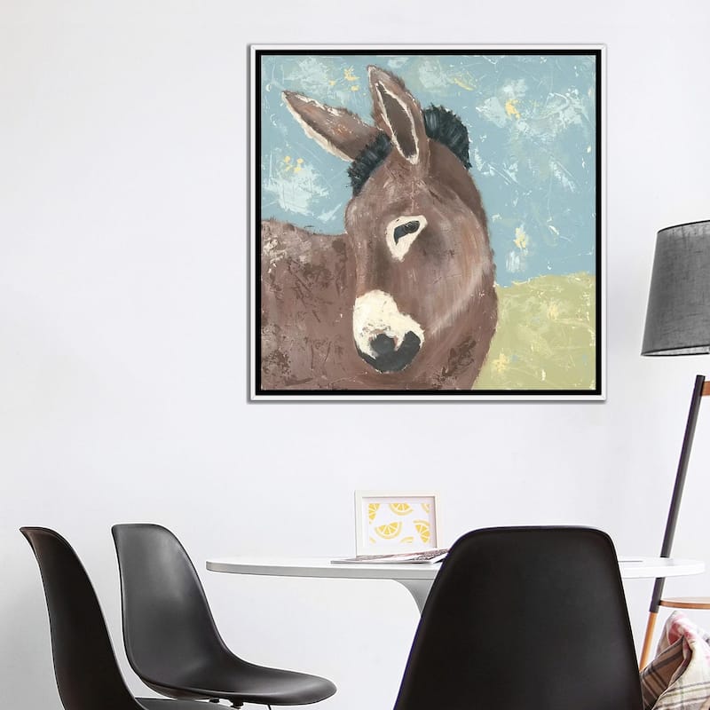 iCanvas "Farm Life-Donkey" by Jade Reynolds Framed Canvas Print