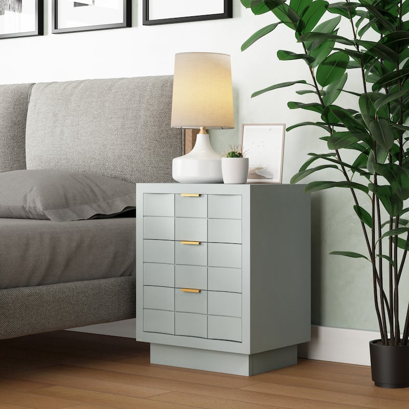 COZAYH Modern 3-Drawer Nightstand, Mid-Century Design with Full-Contact Base Corners - 3-drawer