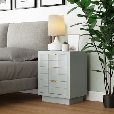 COZAYH Modern 3-Drawer Nightstand, Mid-Century Design with Full-Contact Base Corners