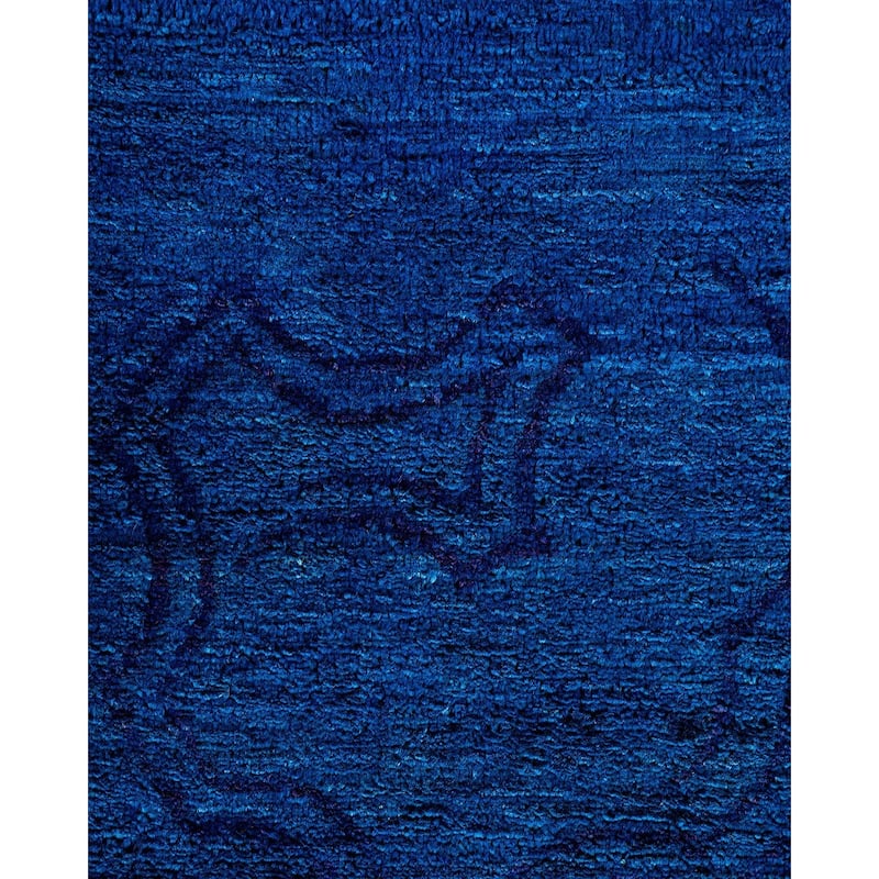 Overton Hand Knotted Wool Vintage Inspired Modern Contemporary Overdyed Blue Area Rug - 8' 8" x 11' 10"