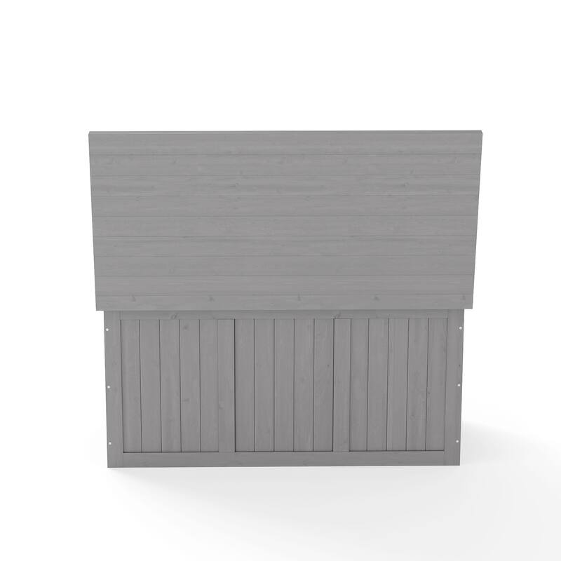 67 Gallon Wooden Deck Box Solid Wood Storage Box Seat & Table Top for Patio Furniture Cushions, Pool Toys & Garden Tools