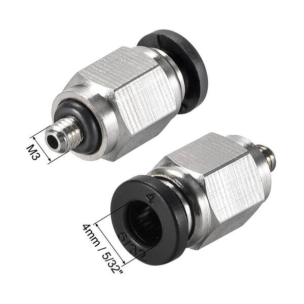uxcell Straight Pneumatic Push to Quick Connect Fittings M5 Male X 4mm Tube OD Silver Tone White 6pcs